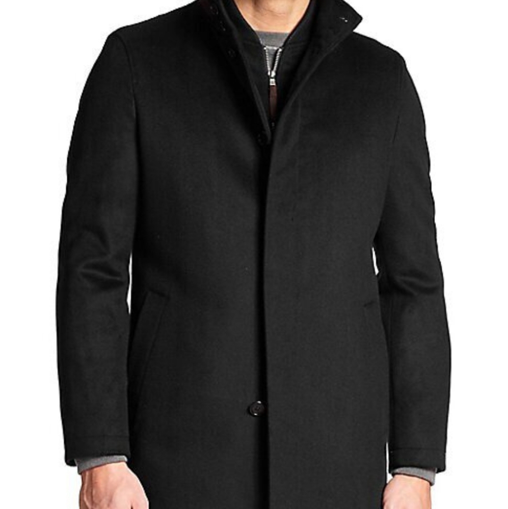 SAKS FIFTH AVENUE navy coat w/thermal vest
